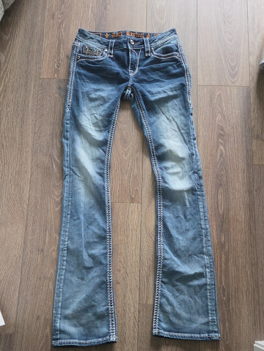 Rock Revival Women’s Blue Nancy Mid-Rise Bootcut Jeans